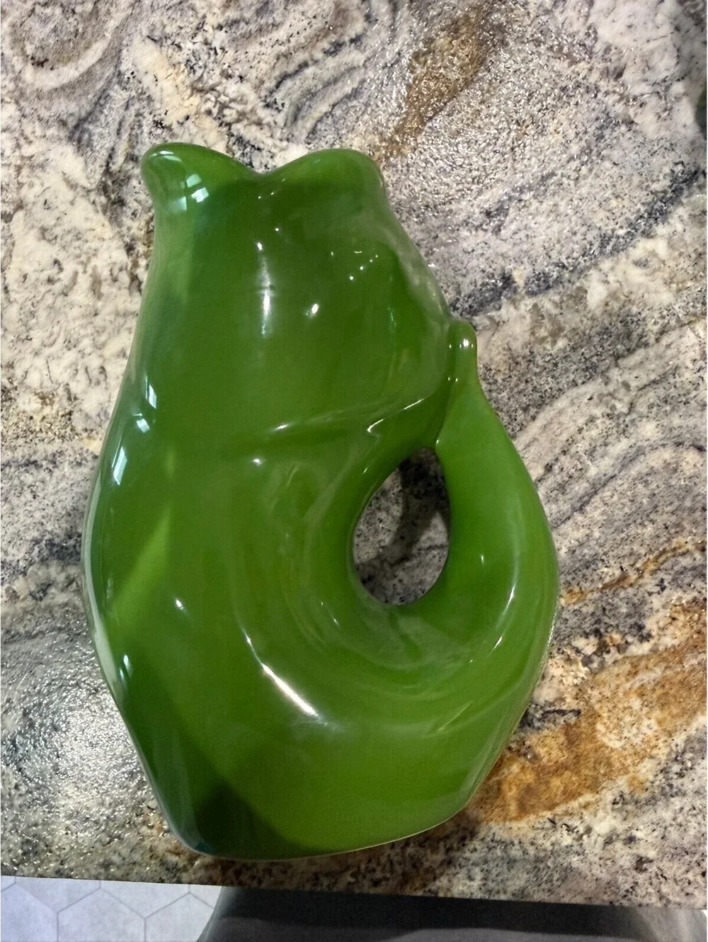 Ceramic GurglePot Fish Water Pitcher Green